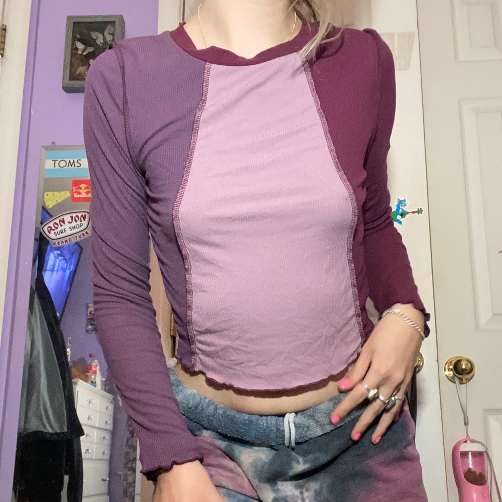 Purple patchwork crop top - Picture 3 of 4